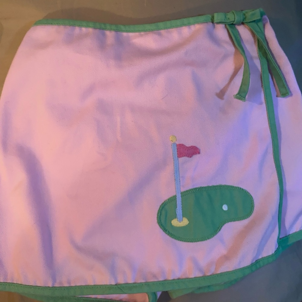 Pink Golf-Themed Skirt / Shorts with Green Trim Toddler Girls Size 4T